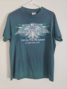 Single Stitch Vintage Canada T Shirt W/ Native Style Thunderbird Hef-T Tee Jay 海外 即決