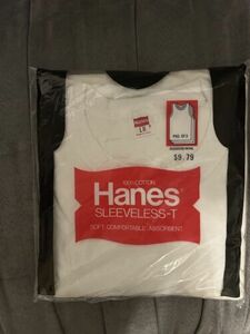 VINTAGE HANES SLEEVLESS-T SIZE L RARE 1980 MADE IN USA PACK-3 ORIGINAL PKG NEW 海外 即決