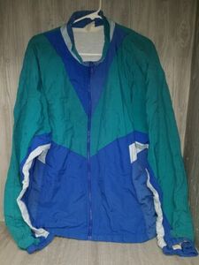 Vtg 80s Cheetah Mens Sz XL Teal Blue Track WINDBREAKER Jacket #03 海外 即決