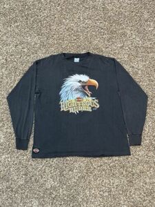 Vintage 1991 Harley Davidson Righteous Ruler 3D Emblem T-Shirt Black Size XL 海外 即決