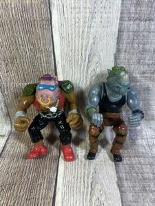 Vintage TMNT Bebop + Rocksteady Teenage Mutant Ninja Turtles Lot 1988 Playmates 海外 即決