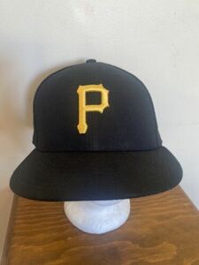 New Era 59FIFTY Pittsburgh Pirates Black Hat Cap Fitted Sz 7 Small 海外 即決