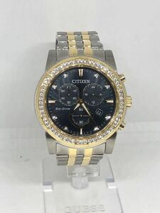 Citizen Eco-drive Two Tone Unisex Watch AT2454-65E Chronograph 42mm Case 海外 即決