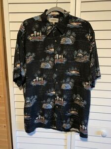 VTG Campia Moda Mens Hawaiian Shirt Short Sleeve SZ Large Islands Palms Cocktail 海外 即決