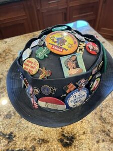 Vintage Hat Pin Button Lot & Hat 海外 即決