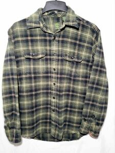 Vintage Timberland Flannel Button Up Shirt Size Large Mens Green Black Cotton 海外 即決