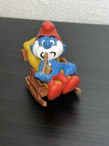Super Smurfs Rocking Chair Papa Smurf Peace Tribal Pipe 40228 Vintage 1981 Toy 海外 即決