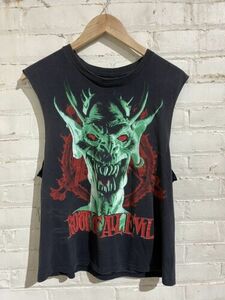 Vintage 80s slayer root of evil band t shirt medium tour 1988 cutoff world sacri 海外 即決