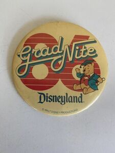 Pin Back Button DLR Disneyland Grad Nite 1986 Winnie the Pooh 3" WDP 海外 即決