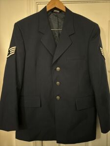 Male Enlisted US Air Force USAF Blue Service Jacket Coat Size 40 Short 海外 即決