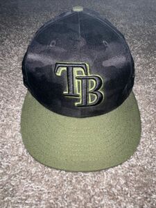 Tampa Bay Rays Armed Forces Day New Era 59FIFTY Fitted Black Camo Hat Cap 6 7/8 海外 即決