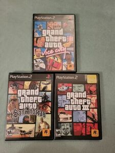 Grand Theft Auto: Vice City, San Andreas, GTA III (PlayStation 2, 2002) TESTED 海外 即決