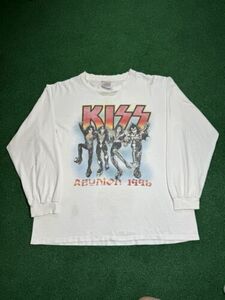 Vintage 90s Kiss Reunion Tour Distressed Cartoon Large Long Sleeve T Shirt 海外 即決