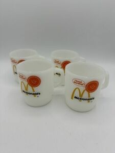 Vintage McDonalds Coffee Mugs Set of 4 Anchor Hocking Fire King Milk Glass USA 海外 即決