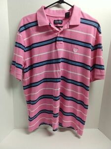 Chaps Vintage Men's XL Pink Cotton Polo Rugby Stripe Shirt 海外 即決