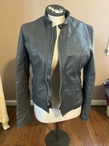 Vintage Brooks Gray Leather Jacket w/ zip out liner, size 36 海外 即決