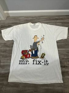 Jim Benton Mr. Fix It T Shirt Sz XL White Vintage 1990 NWOT 海外 即決