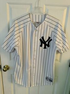 Old Vtg Majestic NY YANKEES Jersey 2000 World Series Champs Subway Patches 海外 即決