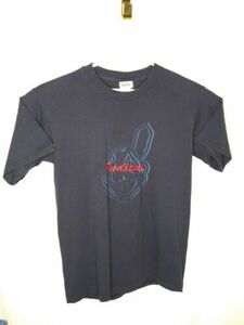 Cleveland Indians Lee Sport MLB Chief Wahoo Blue Embroidered Mens SzM T-shirt PO 海外 即決