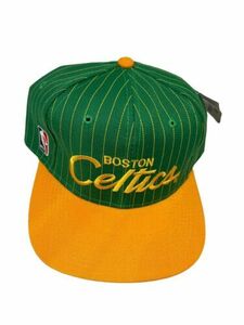 VINTAGE BOSTON CELTICS SCRIPT PINSTRIPE HAT CAP SPORTS SPECIALTIES DS NEW 海外 即決