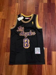 NWT Men's Kobe Bryant Los Angeles Lakers Throwback Swingman Jersey Black #8 S 海外 即決