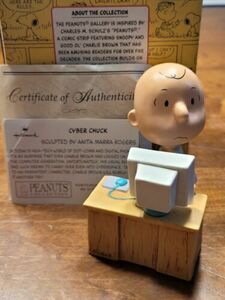 Peanuts Charlie Brown Figurine Cyber Chuck Hallmark Peanuts Gallery 2001 W Box 海外 即決