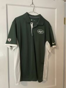 NY Jets NFL Green Large Polo Dri Fit Men’s Jersey Polo Shirt Team Support 海外 即決