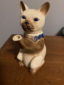 NICE Siamese Cat Teapot Tony Wood Pussy Foot Ceramic- England SEE EAR PICS 海外 即決
