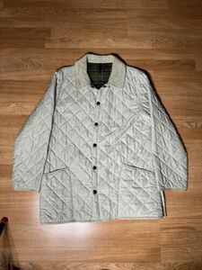 Barbour Vintage quilted Eskdale classic jacket Gray W/ Plaid Lining Large 海外 即決