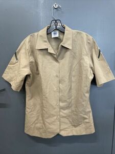 USMC Womens PFC Khaki Poly/Wool Charlie Blouse Short Sleeve Button Up Sz 14L 海外 即決