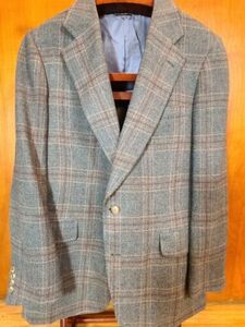 Paul Stuart sport coat 42 40 Tweed 2 Button Wool olive brown plaid No Size Tag 海外 即決