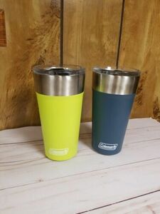 Coleman | 20 Oz Tumblers 2 Pc. Blue & Neon Green | Bottle Opener 海外 即決