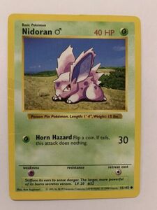 UNGRADED Shadowless NIDORAN 55/102 POISON ポケモン Card COMMON 海外 即決