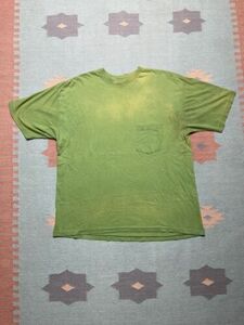 Vintage 90s old navy blank pocket t shirt single stitch cotton faded green XL 海外 即決