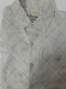 Vintage Silk brand men's L silk button front white with geometric dot pattern 海外 即決