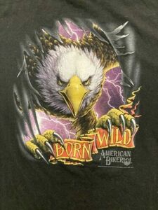 RARE Vintage 90's 3D Emblem Harley-Davidson Born Wild T-Shirt 海外 即決