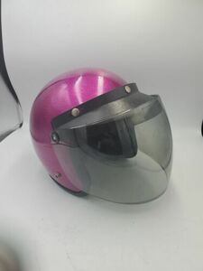 Rare Vtg Purple/Pink Metallic Crown CX 901 Motorcycle Open Face Helmet W/ Shield 海外 即決