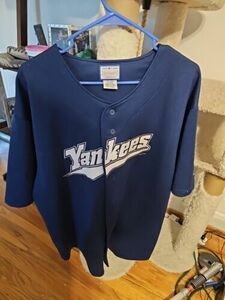 New York Yankees Jersey Mens Large Blue Jeter #2 Logo Athletic 海外 即決