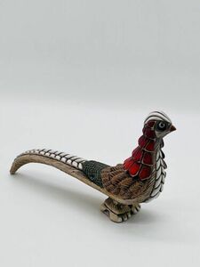 Vintage Artesania Rinconada Art Pottery Pheasant Bird Figurine Colorful Glazed 海外 即決