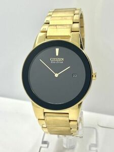 Citizen Eco-Drive Axiom Gold Tone Black Dial Men's 40mm Watch AU1062-56E 海外 即決