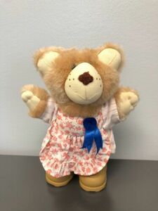 Vintage 1986 7" Furskin Bear Plush Stuffed Wendy's Toy Girl 海外 即決