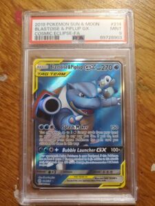 ポケモン TCG Cosmic Eclipse Blastoise & Piplup GX Full Art 214/236 PSA 9 海外 即決