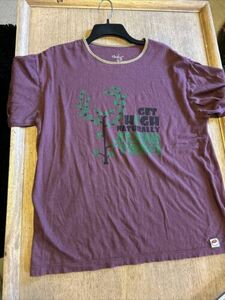 “Get High Naturally Climb Trees” Vtg Tshirt XL Earthy Wares Brand Hemp/Cotton Bl 海外 即決