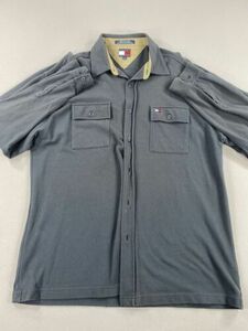 VTG Tommy Hilfiger Flannel Shirt Men XL Extra Large Gray Button Up Long Sleeve 海外 即決