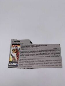 LIFELINE GI Joe 1986 FILE CARD ONLY Hasbro ARAH 海外 即決