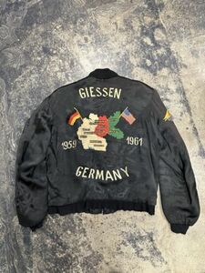 Giessen Germany Satin Souvenir Military Army Tour Rare Vintage Jacket 50s 海外 即決