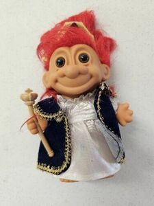 Vtg RUSS Troll Doll 5" Red Hair King Arthur Robe Scepter Crown 海外 即決