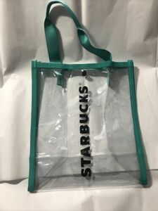 Starbucks Asia Green Transparent Small Reusable Shopping Tote Gift Bag 9x10x5” 海外 即決