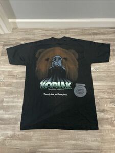 Vtg 90s Kodiak Tobacco Bear T Shirt Sz M SS Made in USA NWOT 海外 即決