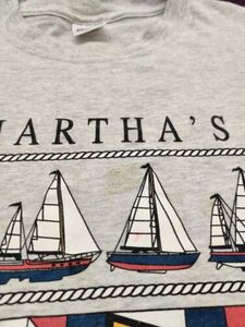 Vtg Martha's Vineyard Distressed Heather Gray Sail Boat Nautical T Shirt Size XL 海外 即決